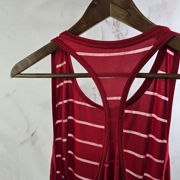Athletic Works Tank Top Womens XL Red Sheer Striped Racerback Havana - Picture 6 of 8